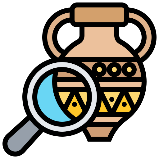 A vase and magnifying glass.